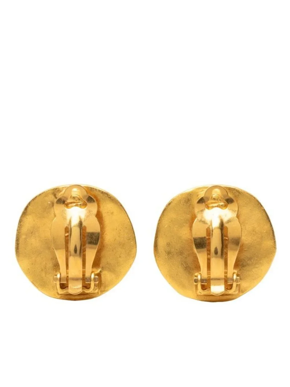 Chanel Vintage CC Logo Earrings Gold Plated